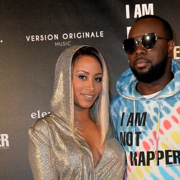 Maître Gims (Gandhi Djuna) et sa femme Demdem Djuna lors de la soirée de lancement de la collection capsule "I'm not a rapper" de la marque Elevenparis (Eleven Paris) à Paris, France, le 11 avril 2019. © Veeren/Bestimage