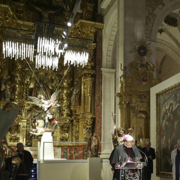 La reine Letizia d'Espagne en visite à Lerma dans la province de Burgos le 11 avril 2019 pour l'inauguration de l'exposition "Angeli" de la fondation "Las Edades del Hombre".