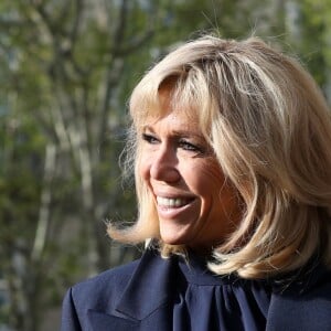 La première Dame Brigitte Macron lors de la la messe chrismale dans l'église Saint-Sulpice à Paris au lieu de Notre-Dame le 17 avril 2019. © Stéphane Lemouton / Bestimage