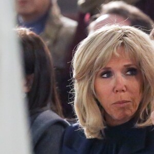 La première dame Brigitte Macron, Christophe Castaner, ministre de l'intérieur lors de la la messe chrismale dans l'église Saint-Sulpice à Paris au lieu de Notre-Dame le 17 avril 2019. © Stéphane Lemouton / Bestimage