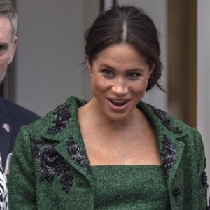 Meghan Markle, duchesse de Sussex, enceinte, à la sortie de Canada House après une cérémonie pour la Journée du Commonwealth à Londres le 11 mars 2019.