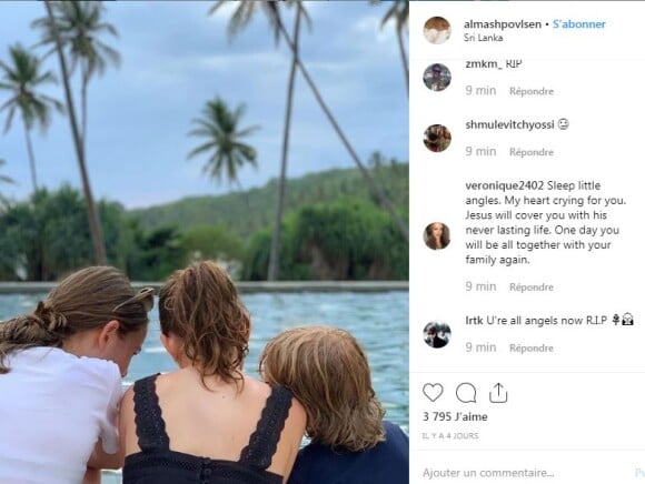 Alma Povlsen a publié une photo de ses soeurs Astrid, Agnes et son frère Alfred au Sri Lanka. Instagram, le 18 avril 2019.