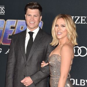 Scarlett Johansson et son compagnon Colin Jost - Avant-première du film "Avengers : Endgame" à Los Angeles, le 22 avril 2019.