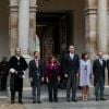 Le roi Felipe VI et la reine Letizia d'Espagne à l'Université d'Alcala de Henares à Madrid le 23 avril 2019 lors de la cérémonie de remise du prix Cervantes.