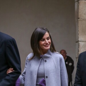 Le roi Felipe VI et la reine Letizia d'Espagne à l'Université d'Alcala de Henares à Madrid le 23 avril 2019 lors de la cérémonie de remise du prix Cervantes.