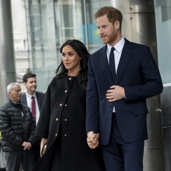 Le prince Harry, duc de Sussex, Meghan Markle, duchesse de Sussex - Le duc et la duchesse de Sussex viennent signer le livre des condoléances à New Zealand House à Londres en hommage aux victimes de la tuerie de Christchurch. Londres, le 19 mars 2019.