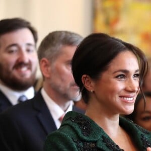 Le prince Harry, duc de Sussex, Meghan Markle, enceinte, duchesse de Sussex, lors de leur visite à Canada House dans le cadre d'une cérémonie pour la Journée du Commonwealth à Londres le 11 mars 2019.