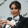 Meghan Markle (enceinte), duchesse de Sussex, lors d'une discussion conjointe avec le Trust The Queen's Commonwealth à l'occasion de la journée mondiale du droit des femmes. Londres, le 8 mars 2019