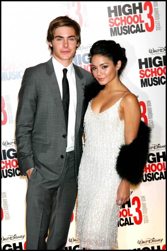 Vanessa Hudgens et Zac Efron à la première du film "High School Musical 3" à Paris en 2008. © Guillaume Gaffiot/bestimage