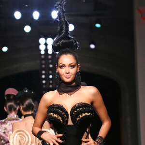 Nabilla defile pour Jean-Paul Gaultier lors de la fashion week Haute-Couture Automne-Hiver 2013/2014 a Paris. Le 3 juillet 2013