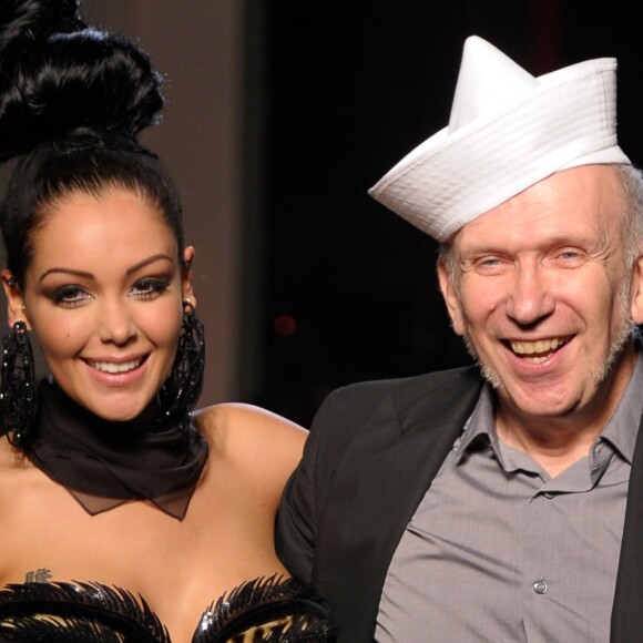 Nabilla Benattia et Jean Paul Gaultier - Defile de mode Haute-Couture Automne/Hiver 2013-2014 "Jean Paul Gaultier" a Paris, le 2 juillet 2013.