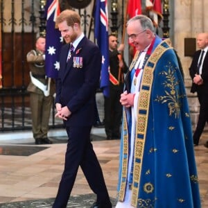 Le prince Harry, duc de Sussex - La famille royale d'Angleterre en l'abbaye de Westminster à Londres pour le service commémoratif de l'ANZAC Day. Le 25 avril 2019