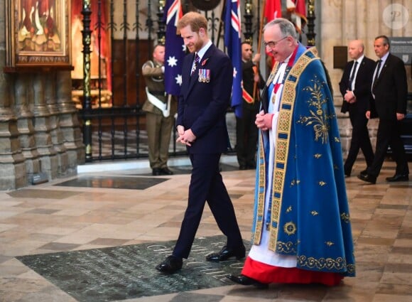 Le prince Harry, duc de Sussex - La famille royale d'Angleterre en l'abbaye de Westminster à Londres pour le service commémoratif de l'ANZAC Day. Le 25 avril 2019