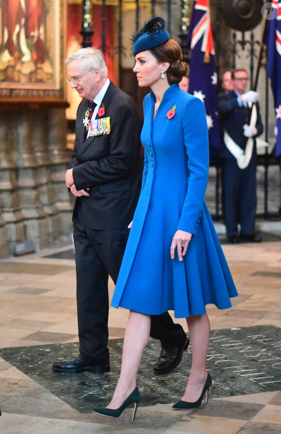 Kate Catherine Middleton, duchesse de Cambridge - La famille royale d'Angleterre en l'abbaye de Westminster à Londres pour le service commémoratif de l'ANZAC Day. Le 25 avril 2019