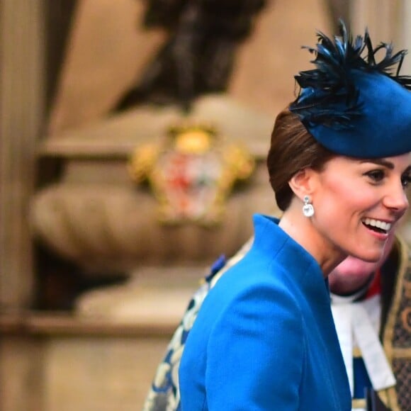 Kate Catherine Middleton, duchesse de Cambridge - La famille royale d'Angleterre en l'abbaye de Westminster à Londres pour le service commémoratif de l'ANZAC Day. Le 25 avril 2019