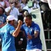 Arnaud Clément et Jo-Wilfried Tsonga - La France a remporté la demi-finale de la Coupe Davis face à la République tchèque à Roland Garros à Paris, le 13 septembre 2014.