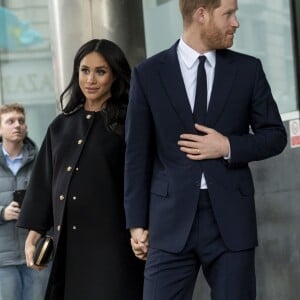 Le prince Harry et Meghan Markle, duchesse de Sussex, le 19 mars 2019 à la Maison de la Nouvelle-Zélande à Londres pour rendre hommage aux victimes de la tuerie de Christchurch et signer le registre de condoléances, leur dernière sortie avant le congé maternité de Meghan.