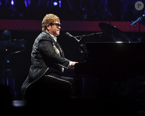 Elton John sur la tournée "Farewell Yellow Brick Road" au BB & T Center en Floride, à Sunrise, le 16 mars 2019.