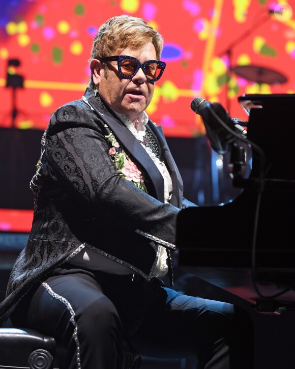 Elton John sur la tournée "Farewell Yellow Brick Road" au BB & T Center en Floride, à Sunrise, le 16 mars 2019.