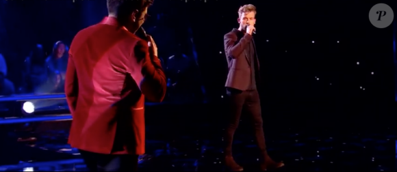 Théophile Renier face à Marouen dans "The Voice 8" sur TF1, le 4 mai 2019.