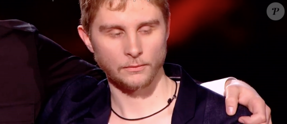 Gjon's Tears et Clem Chouteau dans "The Voice 8" sur TF1, le 4 mai 2019.