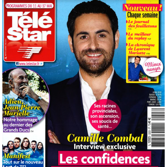 Camille Combal en couverture du magazine Télé Star, en kiosques lundi 6 mai 2019.
