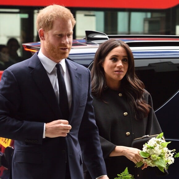 Le prince Harry et Meghan Markle, duchesse de Sussex, le 19 mars 2019 à la Maison de la Nouvelle-Zélande à Londres pour rendre hommage aux victimes de la tuerie de Christchurch et signer le registre de condoléances, leur dernière sortie avant le congé maternité de Meghan.