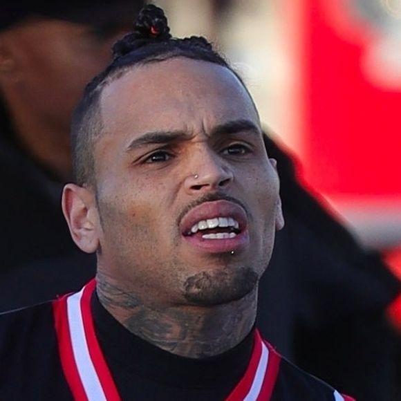 N.Cannon et Chris Brown sur le tournage du film "She Ball" dans le quartier de Venice à Los Angeles, le 21 décembre 2017.