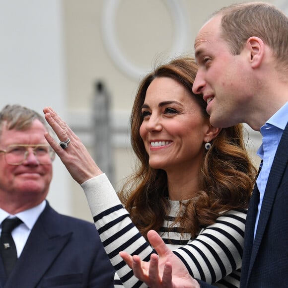 Le prince William, duc de Cambridge, et Kate Catherine Middleton, duchesse de Cambridge, au lancement de la King's Cup, une régate qui se déroulera au mois d'août sur l'île de Wight, à Londres. Le 7 mai 2019.