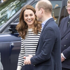 Le prince William, duc de Cambridge, et Kate Catherine Middleton, duchesse de Cambridge, au lancement de la King's Cup, une régate qui se déroulera au mois d'août sur l'île de Wight, à Londres. Le 7 mai 2019.