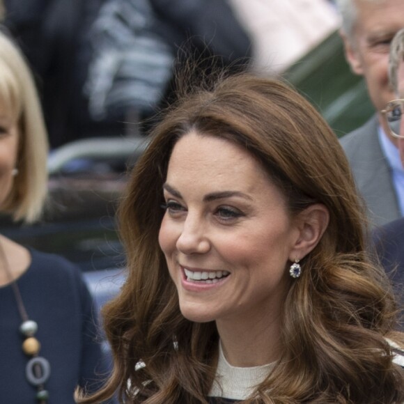 Le prince William, duc de Cambridge, et Kate Catherine Middleton, duchesse de Cambridge, au lancement de la King's Cup, une régate qui se déroulera au mois d'août sur l'île de Wight, à Londres. Le 7 mai 2019.