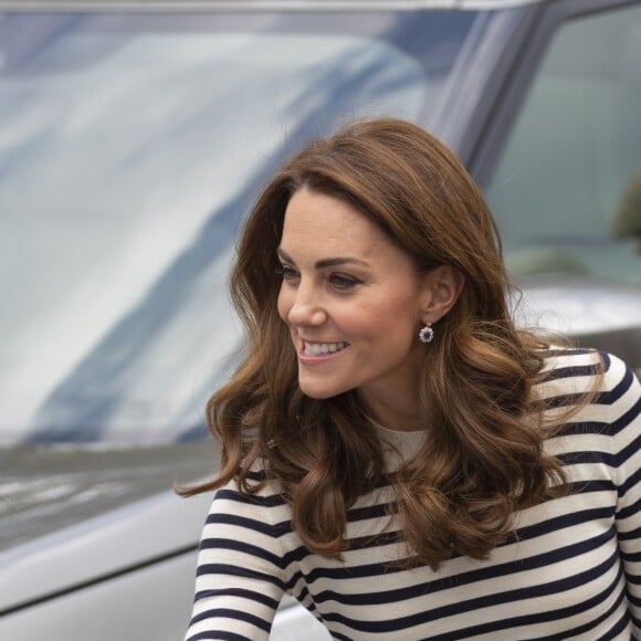 Le prince William, duc de Cambridge, et Kate Catherine Middleton, duchesse de Cambridge, au lancement de la King's Cup, une régate qui se déroulera au mois d'août sur l'île de Wight, à Londres. Le 7 mai 2019.