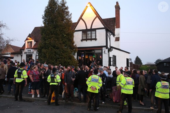 Image des obsèques de Keith Flint de The Prodigy à Bocking, Essex, le 29 mars 2019.