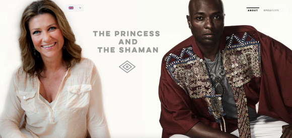 La princesse Märtha-Louise de Norvège et le chaman Durek, capture d'écran de leur site The Princess and the Shaman.