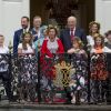 La famille royale de Norvège lors de la garden party du jubilé des 25 ans de règne du roi Harald de Norvège à Trondheim le 23 juin 2016.