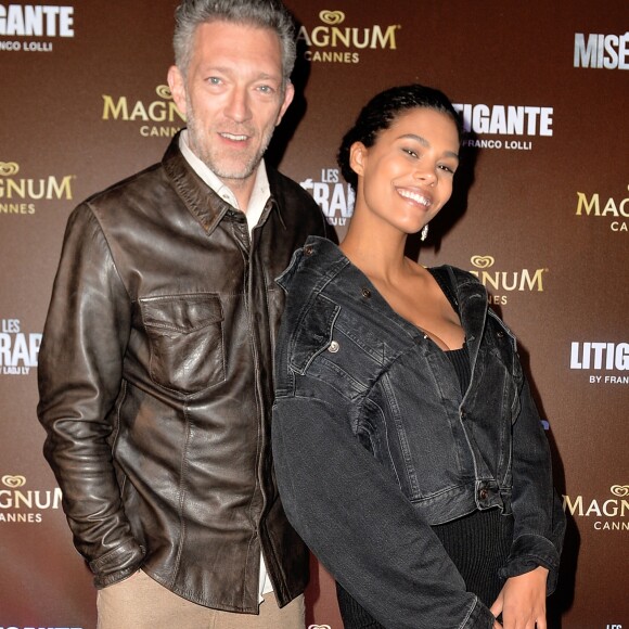 Exclusif - Vincent Cassel et sa femme Tina Kunakey lors de l'after-party Magnum du film "Les Miséblables" et du film "Litigante" dans une villa lors du 72ème Festival International du Film de Cannes, France, le 15 mai 2019. © Veeren/Bestimage