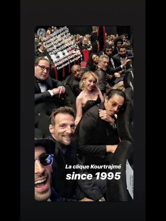 Tina Kunaley et Vincent Cassel lors de la projection du film "Les Misérables" au Festival de Cannes, avec la "clique Kourtrajmé". Instagram, le 15 mai 2019.