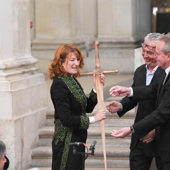 Muriel Mayette-Holtz, Stefano Boeri et Renaud Donnedieu de Vabres - Cérémonie d'installation de Muriel Mayette-Holtz à l'Académie des beaux-arts à Paris le 15 mai 2019. © Coadic Guirec/Bestimage