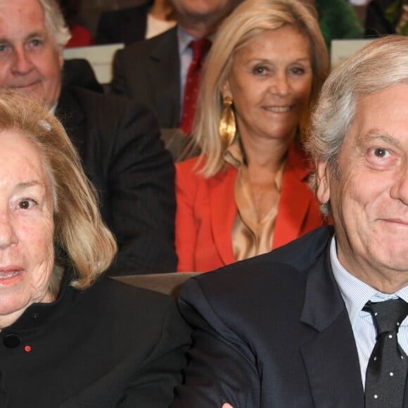 Maryvonne Pinault et Gérard Lavergne - Cérémonie d'installation de Muriel Mayette-Holtz à l'Académie des beaux-arts à Paris le 15 mai 2019. © Coadic Guirec/Bestimage