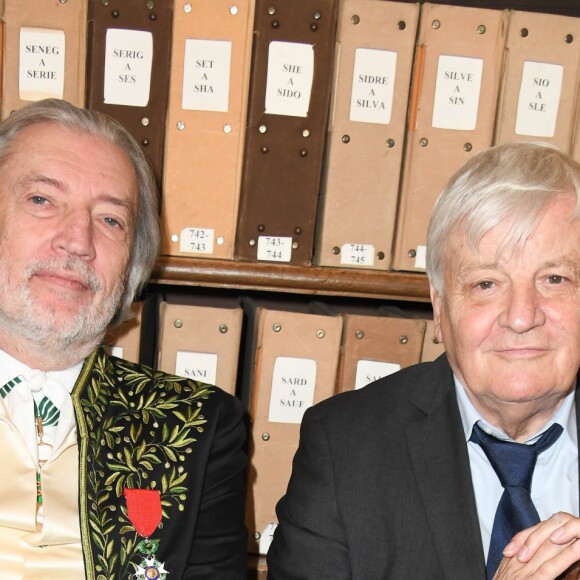 Jean-Marc Bustamante et Jacques Perrin - Cérémonie d'installation de Muriel Mayette-Holtz à l'Académie des beaux-arts à Paris le 15 mai 2019. © Coadic Guirec/Bestimage