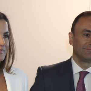 La reine Letizia d'Espagne lors d'une réunion de travail de la Fondation de lutte contre la toxicomanie le 16 mai 2019 à Madrid.