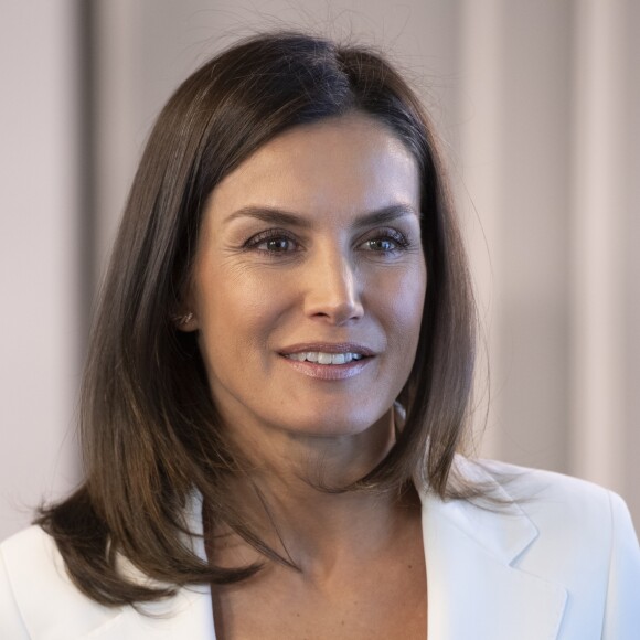La reine Letizia d'Espagne lors d'une réunion de travail de la Fondation de lutte contre la toxicomanie le 16 mai 2019 à Madrid.