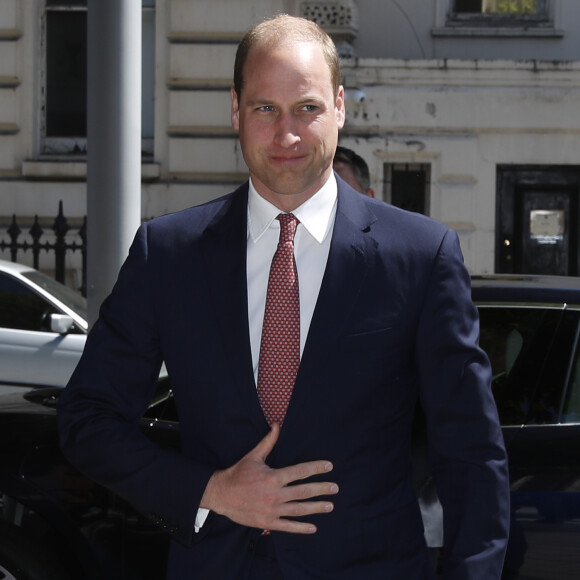 Le prince William, duc de Cambridge, lors d'une réunion conjointe des forces spéciales de United for Wildlife pour le secteur financier et des transports visant à lutter contre le commerce illégal d'espèces sauvages, à la Royal Geographical Society de Londres, le 14 mai 2019.