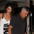 Exclusif - George Clooney et sa femme Amal Alamuddin Clooney sont allés diner en amoureux au restaurant La Tavernetta à Porto San Paolo en Italie, le 30 juin 2018