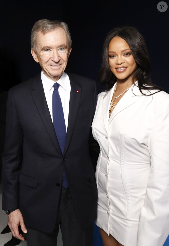 Bernard Arnault et Rihanna assistent au cocktail de présentation de la première collection de "Fenty". Paris, le 22 mai 2019.