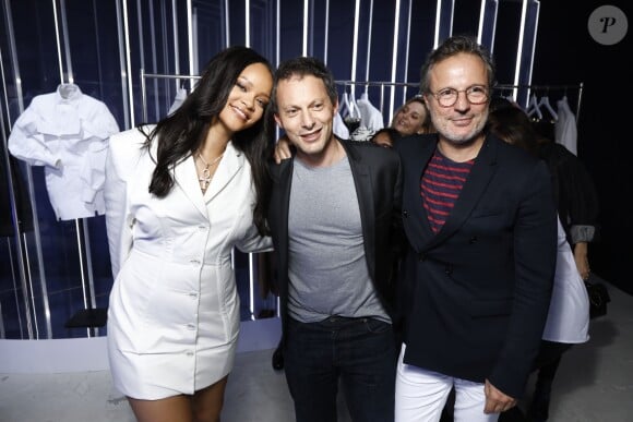 Rihanna, Marc Olivier Fogiel et Olivier Bialobos assistent au cocktail de présentation de la première collection de "Fenty". Paris, le 22 mai 2019.