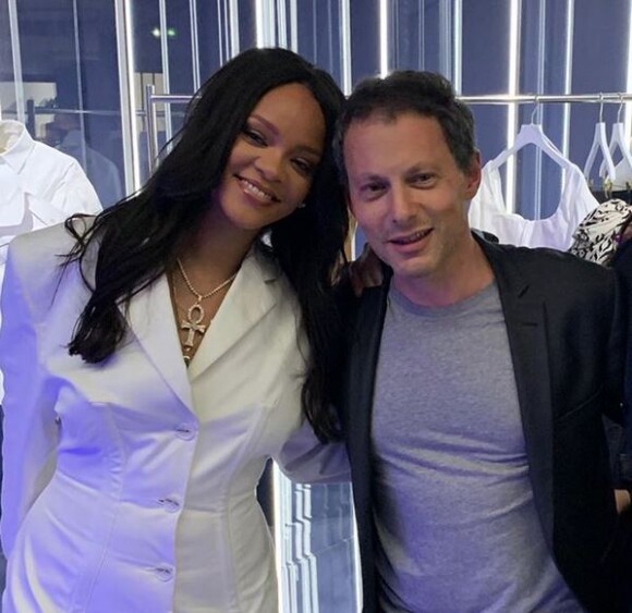 Rihanna et Marc-Olivier Fogiel au cocktail de lancement de "Fenty". Paris, le 22 mai 2019.