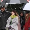Exclusif - Emma Watson, Florence Pugh, Saoirse Ronan et Eliza Scanlen sur le tournage du film Little Women (Quatre Filles du Docteur March) dans les rues de Haward. Le 5 novembre 2018