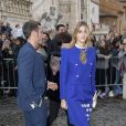 Benedetta Porcaroli arrive au Musei Capitolini pour assister au défilé Gucci, collection croisière 2020. Rome, le 28 mai 2019.