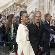 Zoe Saldana et son mari Marco Perego arrivent au Musei Capitolini pour assister au défilé Gucci, collection croisière 2020. Rome, le 28 mai 2019.